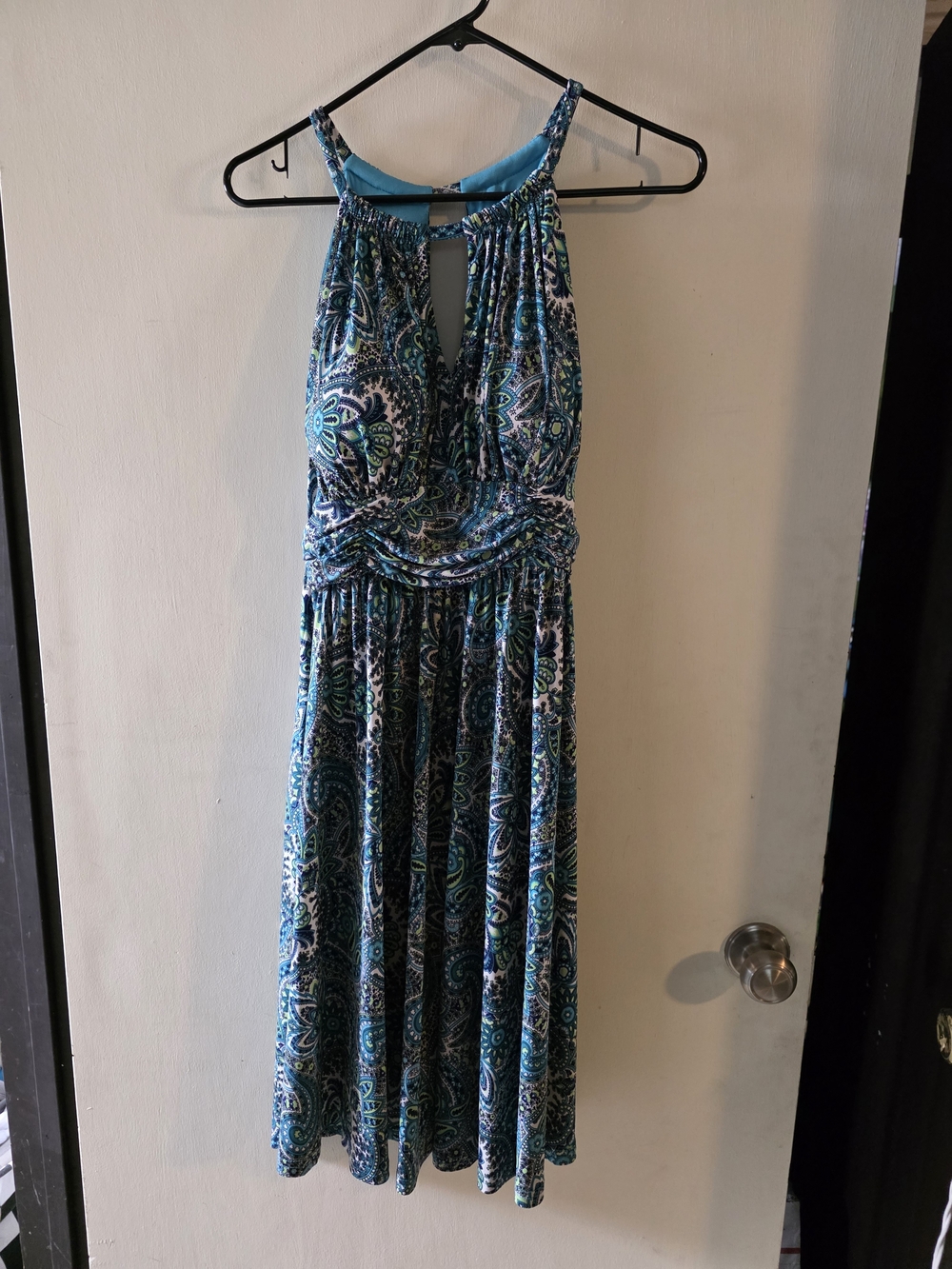Blue Paisley Halter Maxi Dress - Women R&K